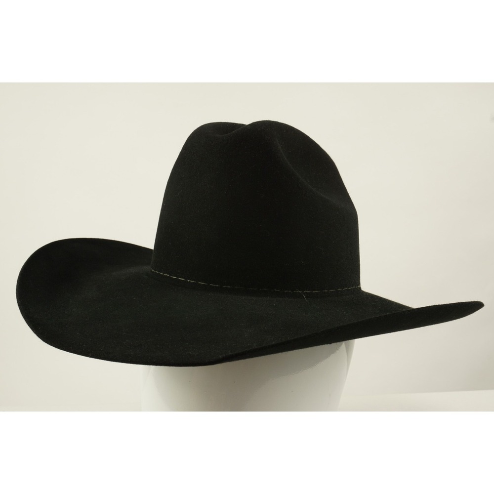 Vintage Stallion by Stetson Casper Black Felt Wool Cowboy Hat Size 6 3/4 Classic